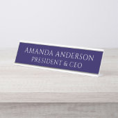 Elegant Blue Business Title Name Plate Schreibtischnamensplakette (Vorderseite )