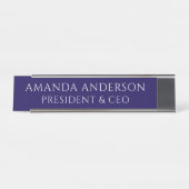 Elegant Blue Business Title Name Plate Schreibtischnamensplakette (Vorderseite )
