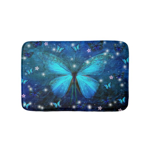 Elegant Blue Butterfly Badematte (Vorderseite)