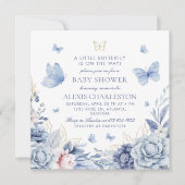 Elegant Blue Butterfly Boy Baby Shower Einladung (Vorderseite)