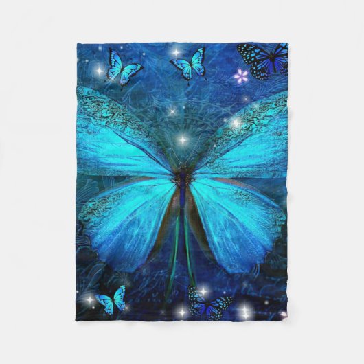 Elegant Blue Butterfly Fleecedecke (Vorderseite)