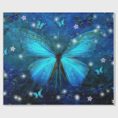 Elegant Blue Butterfly Geschenkpapier (Flach)