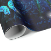 Elegant Blue Butterfly Geschenkpapier (Rolleneckpunkt)