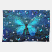 Elegant Blue Butterfly Geschirrtuch (Horizontal)