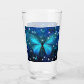 Elegant Blue Butterfly Glas (Rückseite)