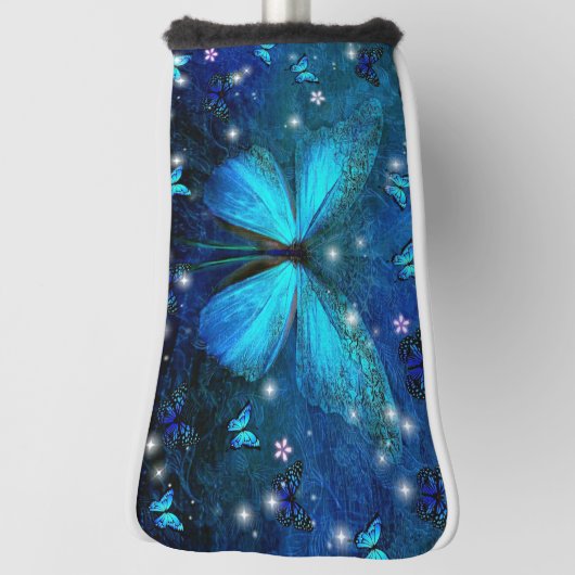 Elegant Blue Butterfly Golf Headcover (Rotieren 90)
