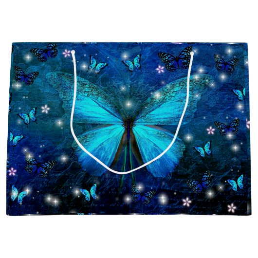 Elegant Blue Butterfly Große Geschenktüte (Vorderseite)