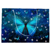 Elegant Blue Butterfly Große Geschenktüte (Rückseite)