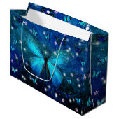 Elegant Blue Butterfly Große Geschenktüte (Vorderseite Schrägansicht)