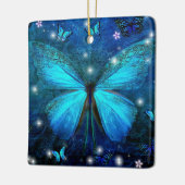 Elegant Blue Butterfly Keramikornament (Links)