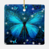 Elegant Blue Butterfly Keramikornament (Rückseite)