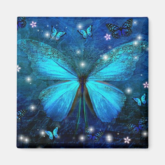 Elegant Blue Butterfly Magnet (Vorne)