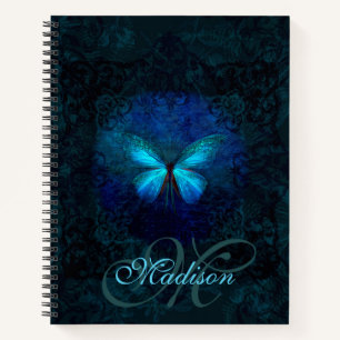 Elegant Blue Butterfly Name und ursprüngliche Vor Notizblock