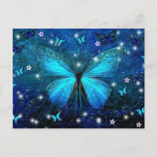 Elegant Blue Butterfly Postkarte (Vorderseite)