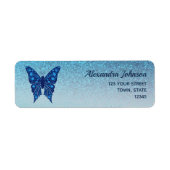 Elegant Blue Butterfly Return Address (Vorne)