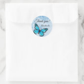 Elegant Blue Butterfly Runder Aufkleber (Tasche)