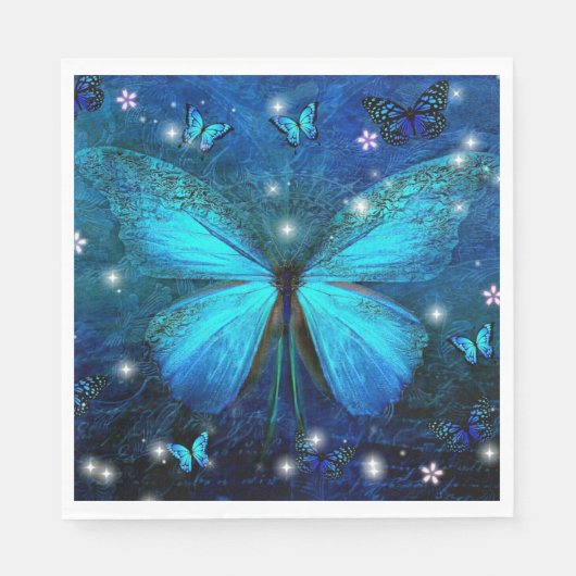 Elegant Blue Butterfly Serviette (Vorderseite)
