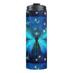 Elegant Blue Butterfly Thermosbecher