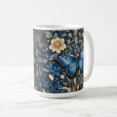Elegant Blue Butterfly William Morris Inspiriert Kaffeetasse (VorderseiteRechts)