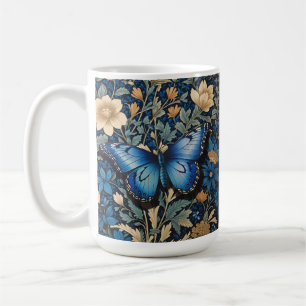 Elegant Blue Butterfly William Morris Inspiriert Kaffeetasse