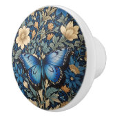Elegant Blue Butterfly William Morris Inspiriert Keramikknauf (Rechts)