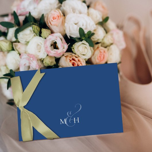 Elegant Blue Calligraphy Ampersand Guest UAWG RSVP Karte