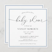 Elegant Blue Calligraphy Baby Shower Einladung (Vorne/Hinten)