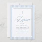 Elegant Blue Calligraphy Baptism Einladung (Vorderseite)