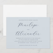 Elegant Blue Calligraphy Einladung (Vorne/Hinten)