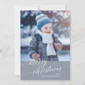 Elegant Blue Calligraphy Frohe Weihnachten Foto (Vorderseite)