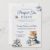 Elegant Blue Cat Party Invitation Template Einladung (Vorderseite)