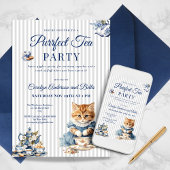 Elegant Blue Cat Party Invitation Template Einladung