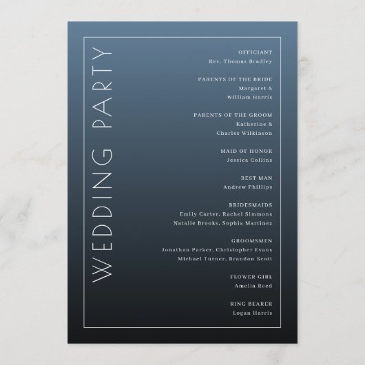 Elegant Blue Ceremony Program Programm (Rückseite)