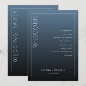 Elegant Blue Ceremony Program Programm (Vorne/Hinten)