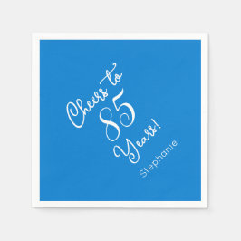 Elegant Blue Cheers to 85 Years 85 th Birthday Serviette