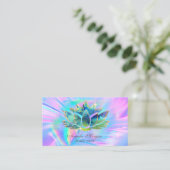 Elegant Blue Chic Lotus Blume Holographic Visitenkarte (Stehend Vorderseite)