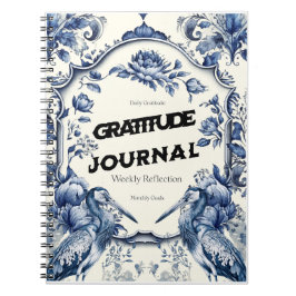 Elegant Blue Chinoiserie Dankbarkeit Journal Cover Notizblock