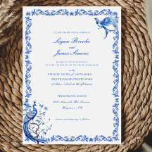Elegant Blue Chinoiserie Einladung Hochzeit