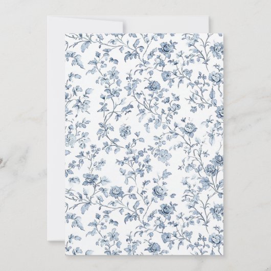 Elegant Blue Chinoiserie Flat Save The Date Card (Rückseite)