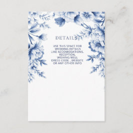 Elegant Blue Chinoiserie Floral Botanical Wedding Begleitkarte