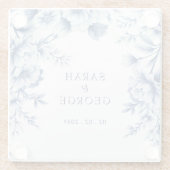 Elegant Blue Chinoiserie Floral Botanical Wedding Glasuntersetzer (Rückseite)