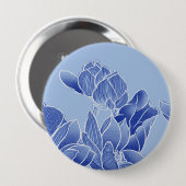 Elegant Blue Chinoiserie Floral Lotus Mandala Button (Vorne & Hinten)