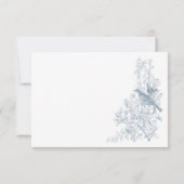 Elegant Blue Chinoiserie Natur & Vögel Hochzeit RSVP Karte (Rückseite)