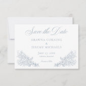 Elegant Blue Chinoiserie Natur & Vögel Hochzeit Save The Date (Vorderseite)