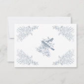 Elegant Blue Chinoiserie Natur & Vögel Hochzeit Save The Date (Rückseite)