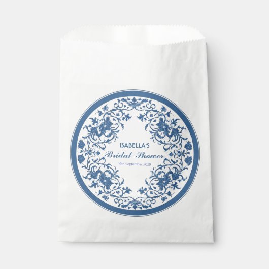 Elegant Blue Chinoiserie Viktorianisches Chinesisc Geschenktütchen (Vorderseite)