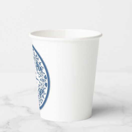 Elegant Blue Chinoiserie Viktorianisches Chinesisc Pappbecher (Links)