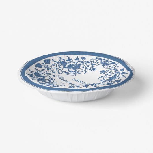 Elegant Blue Chinoiserie Viktorianisches Chinesisc Pappteller (Gewinkelt)