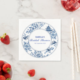 Elegant Blue Chinoiserie Viktorianisches Chinesisc Serviette