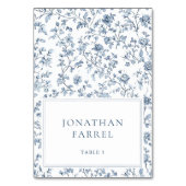 Elegant Blue Chinoiserie Wedding Place Cards Tischnummer (Vorderseite)